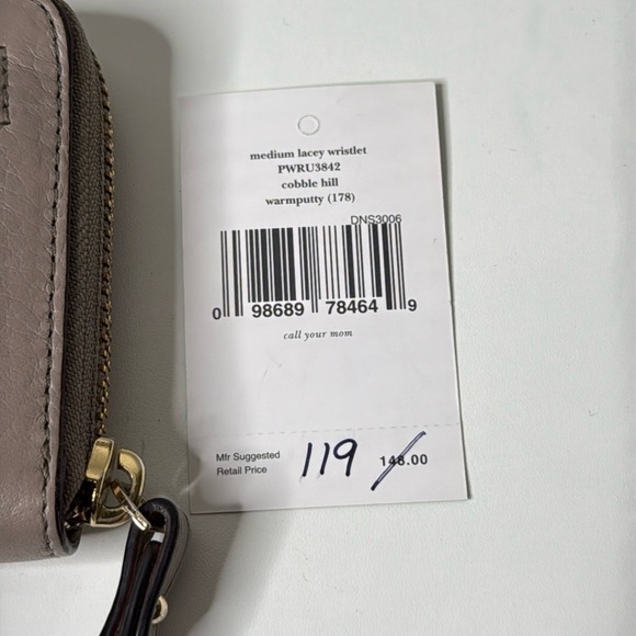 Kate Spade New York Cobble Hill Medium Lacey Wristlet in Warm Putty NWT - Picture 3 of 6